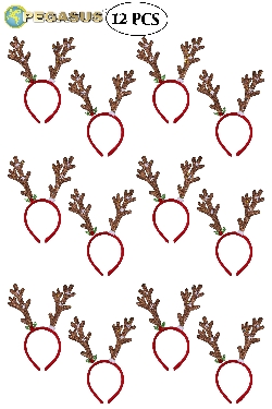 CERCHIETTO FRONTINO RENNA DI BABBO NATALE MARRONE (CF 12 PZ) 